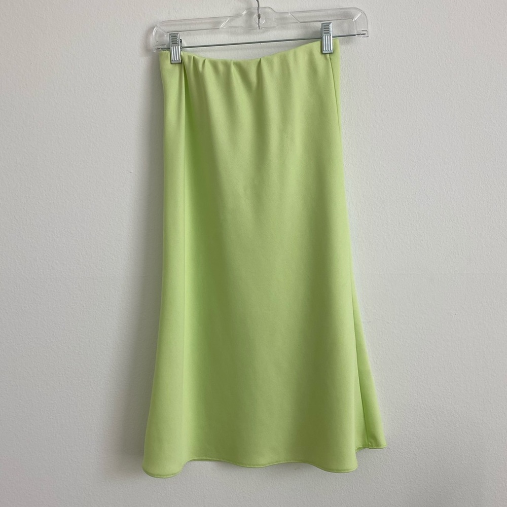 Lime green petite midi slip skirt by river island